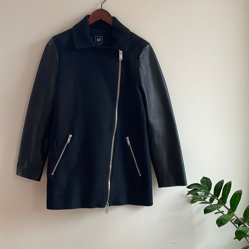 Gap Moto Jacket with Genuine Leather Sleeves
